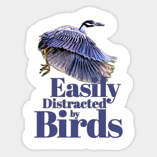 Easily Distracted by Birds - Yellow-crown Night Heron 1 Sticker